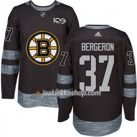Miehille NHL Boston Bruins Pelipaita Patrice Bergeron 37 1917-2017 100th Anniversary Adidas Musta Authentic